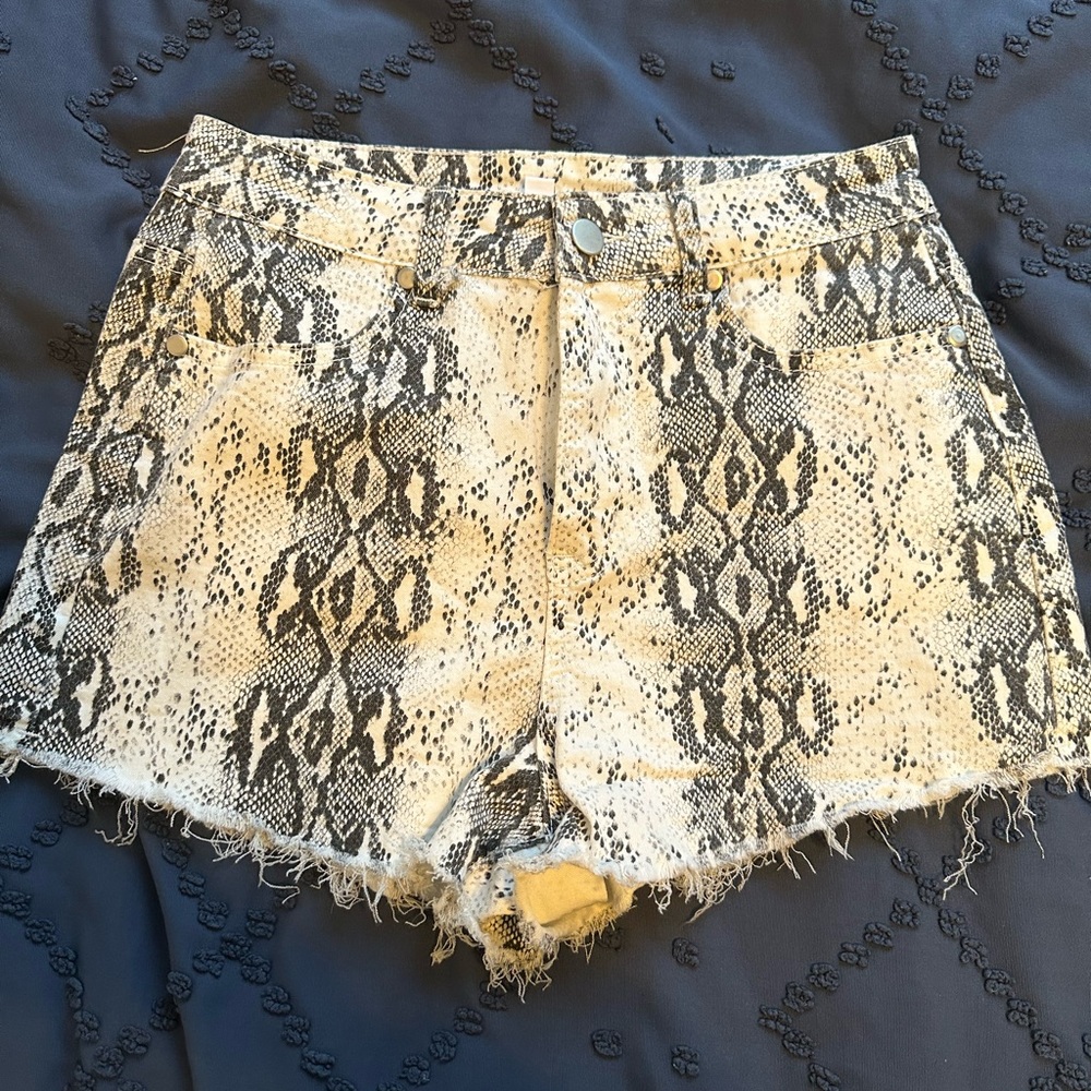 Snakeskin Jean Shorts